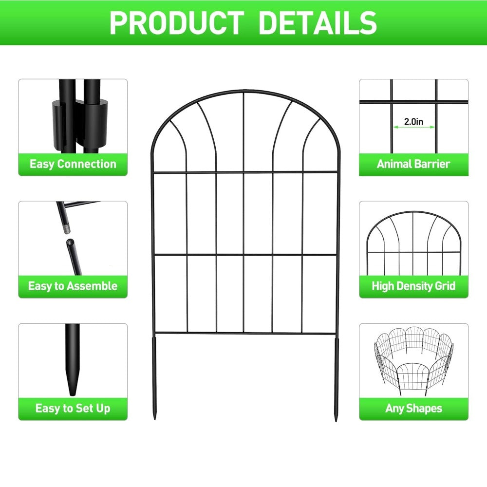 Garden Fence Panels & Edging with Foldable, Metal, 10 Pack - product gallery image 2