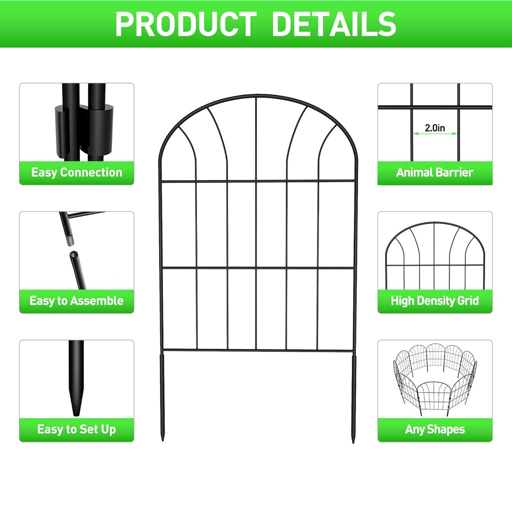 Garden Fence Panels & Edging with Foldable, Metal, 10 Pack - product gallery image 7