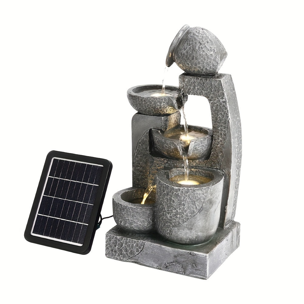 Garden Fountain with 45x22x17cm, Solar Statue LED Light Outdoor Resin - 45x22x17cm option
