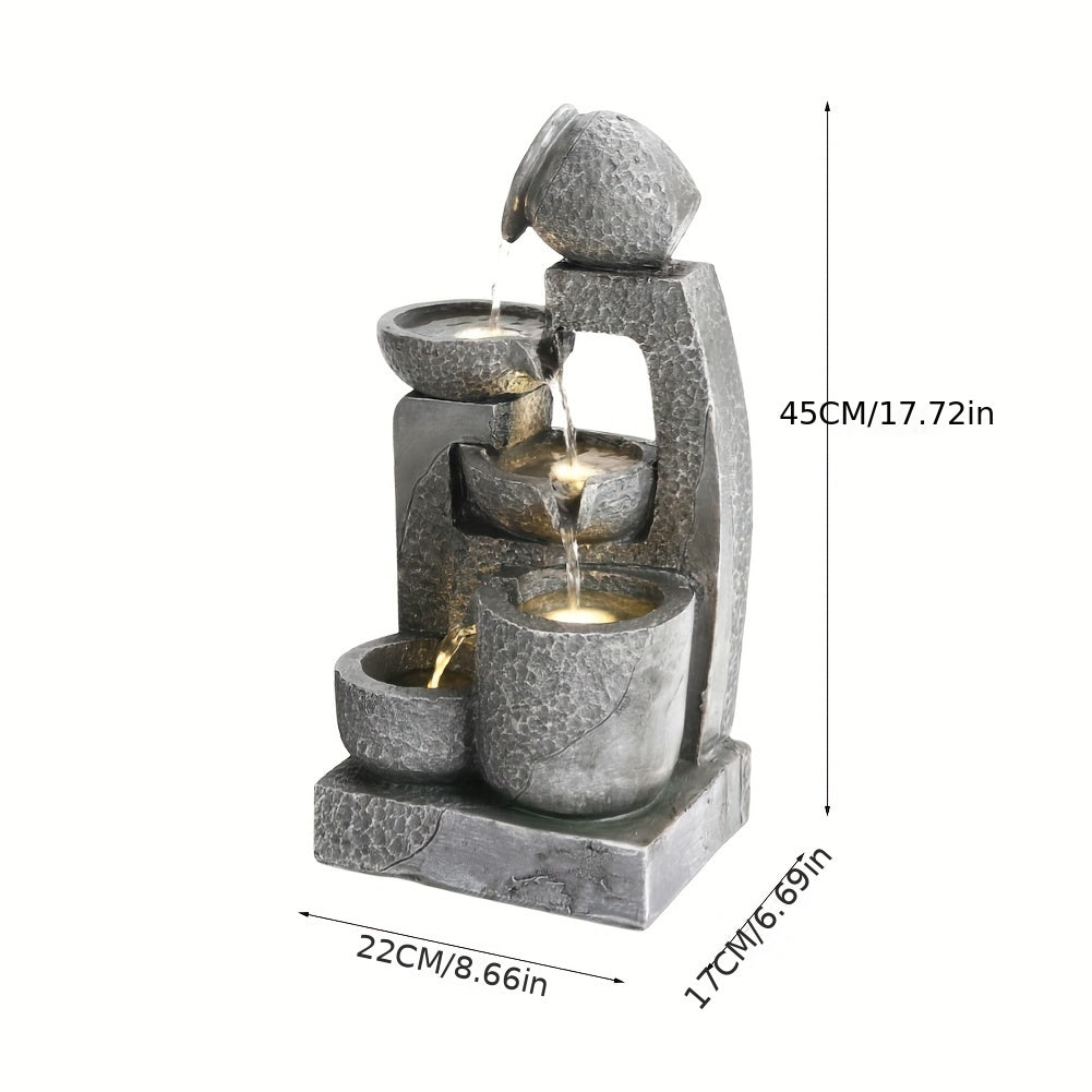 Garden Fountain with 45x22x17cm, Solar Statue LED Light Outdoor Resin - product gallery image 3