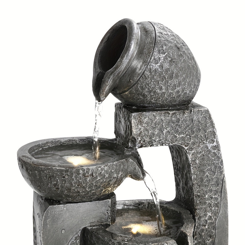 Garden Fountain with 45x22x17cm, Solar Statue LED Light Outdoor Resin - product gallery image 5