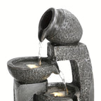 Garden Fountain with 45x22x17cm, Solar Statue LED Light Outdoor Resin - product gallery image 5