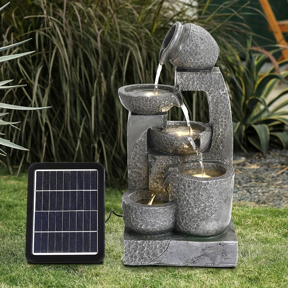 Garden Fountain with 45x22x17cm, Solar Statue LED Light Outdoor Resin