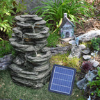 Garden Fountain with 46cm, 27*23*46 CM, Stone-Effect Rockery LED Water Feature - product gallery image 5