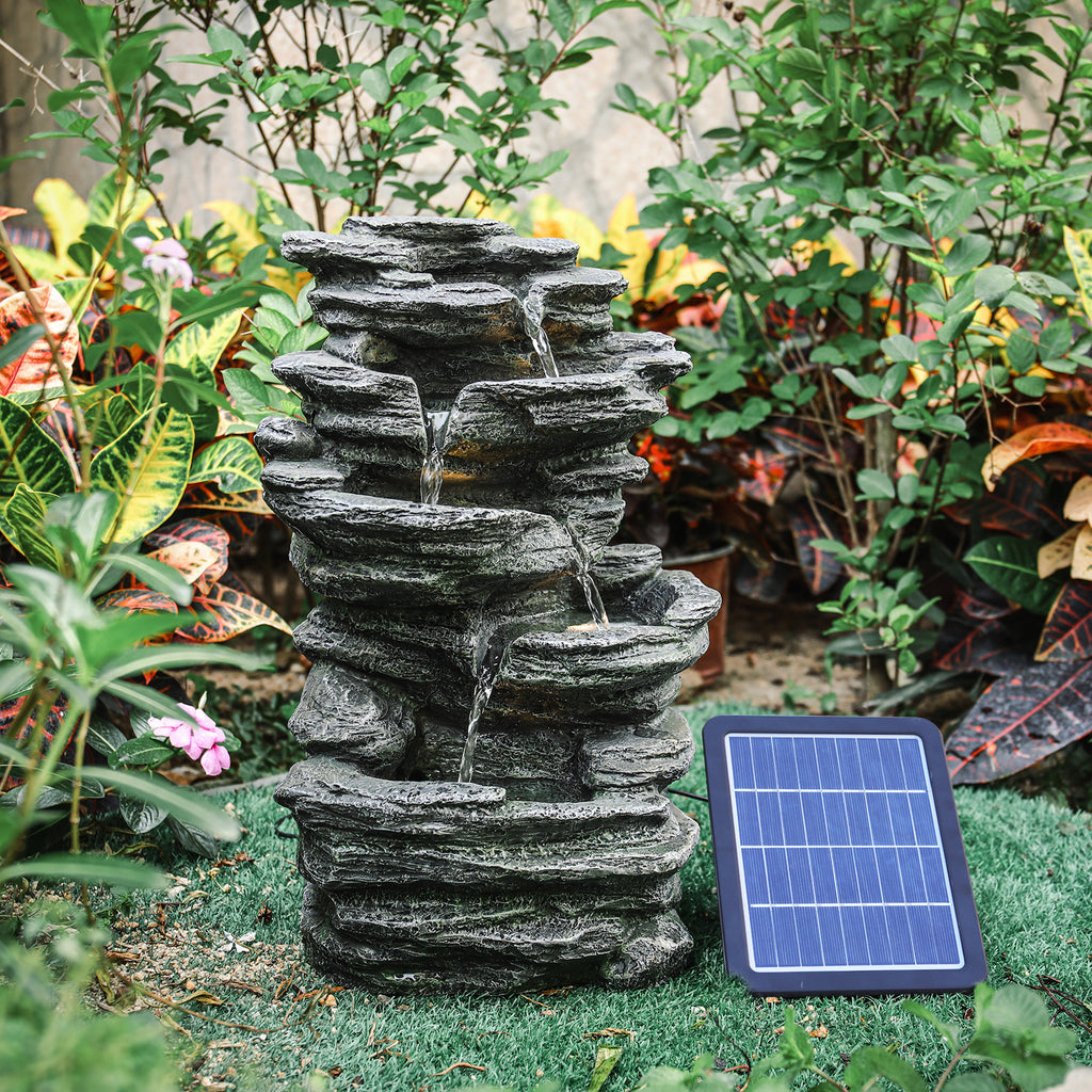 Garden Fountain with 46cm, 27*23*46 CM, Stone-Effect Rockery LED Water Feature - product gallery image 6