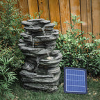 Garden Fountain with 46cm, 27*23*46 CM, Stone-Effect Rockery LED Water Feature - product gallery image 8