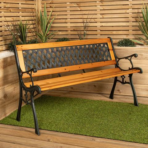 Garden Furniture with Wood, Seater Bench Wooden Seat Cast Iron - product gallery image 10