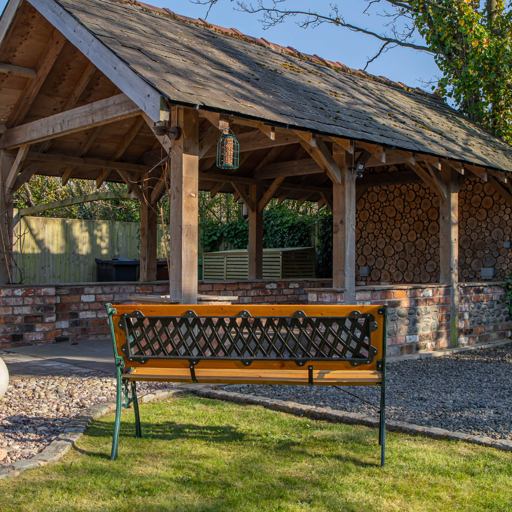 Garden Furniture with Wood, Seater Bench Wooden Seat Cast Iron - product gallery image 20