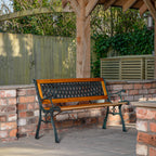 Garden Furniture with Wood, Seater Bench Wooden Seat Cast Iron - product gallery image 8