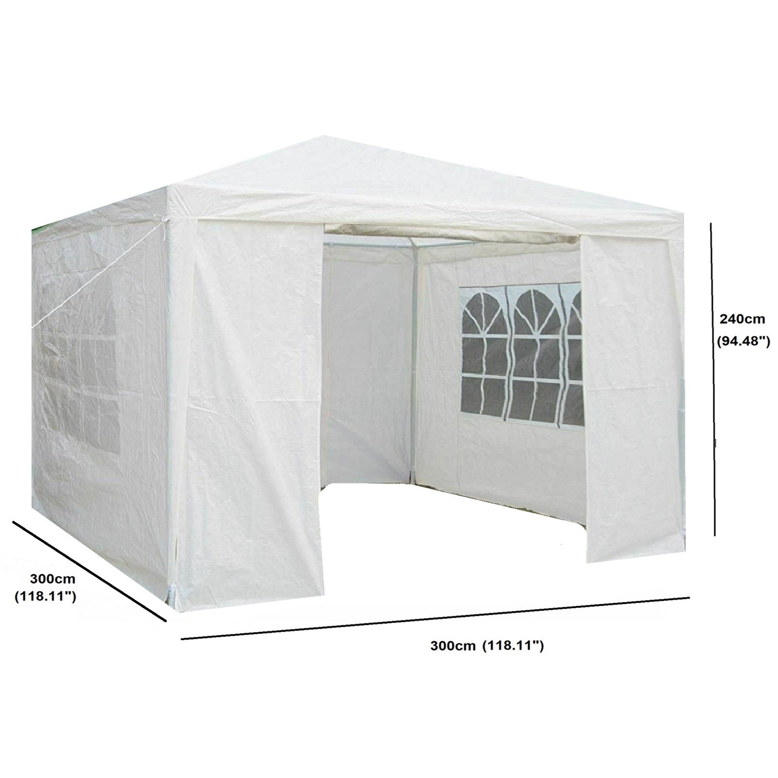 Garden Gazebo with Easy Assembly, Waterproof, Plastic, 3x3m Pop Up Marquee Tent Sides - product gallery image 5