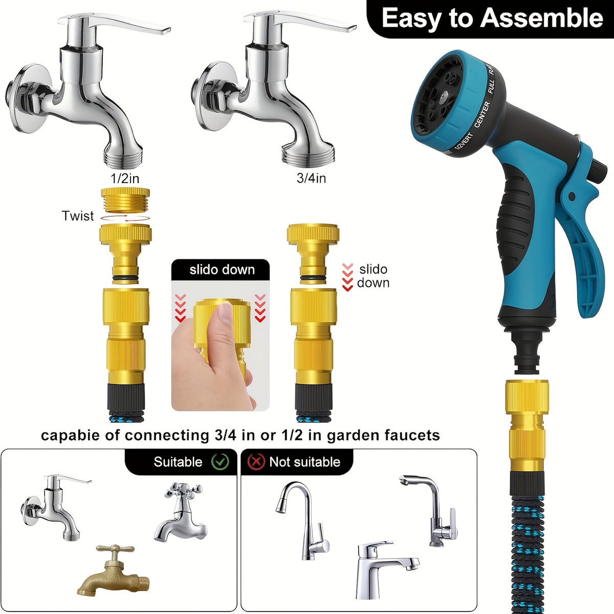 Garden Hose with 17FT, 150FT, Expandable Pipe Function Spray Nozzle - product gallery image 10