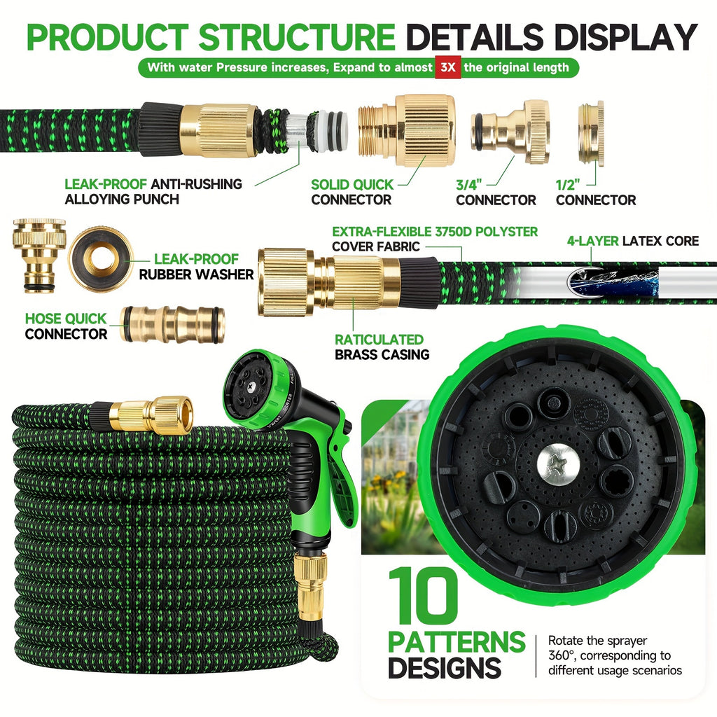 Garden Hose with 7.62m, 45.72m, Expandable Pipe 3x Stretch Kink-Free - product gallery image 8