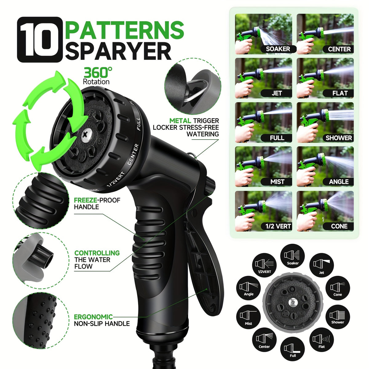 Garden Hose with Leakproof, 25ft, 150ft, Heavy Duty Non-Expandable Solid Brass Fittings - product gallery image 2