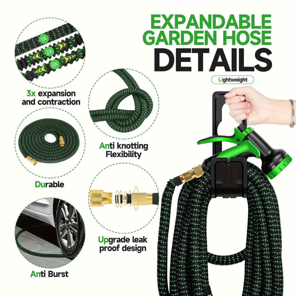 Garden Hose with Leakproof, 25ft, 150ft, Rubber Pipe Non-Kink Heavy Duty Brass - product gallery image 2