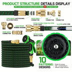 Garden Hose with Leakproof, 25ft, 150ft, Rubber Pipe Non-Kink Heavy Duty Brass - product gallery image 6