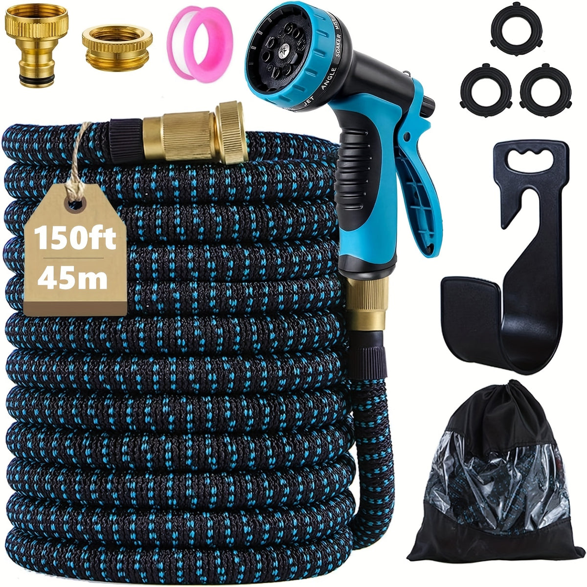 Garden Hose with Leakproof, 45m, Expandable 10-Mode Spray Gun Flexible No-Kink - product gallery image 10