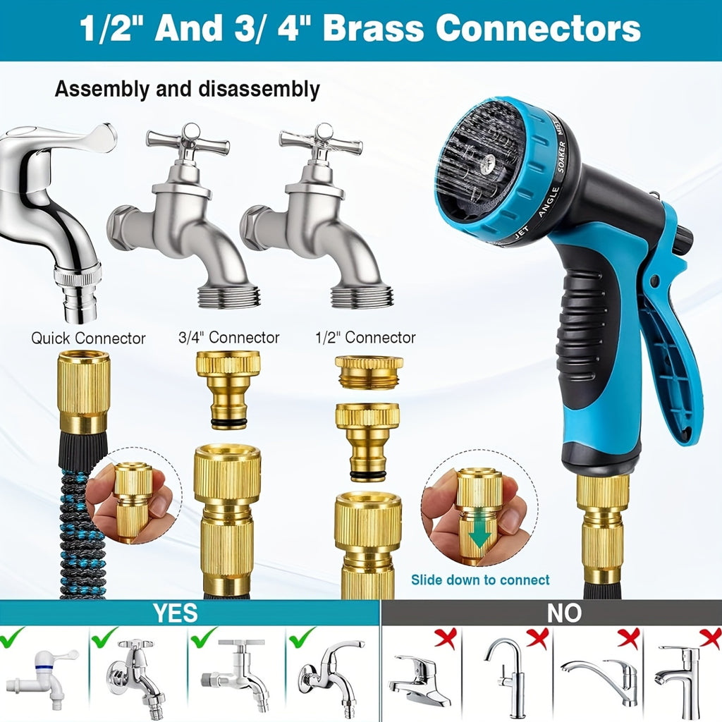 Garden Hose with Leakproof, 45m, Expandable 10-Mode Spray Gun Flexible No-Kink - product gallery image 11