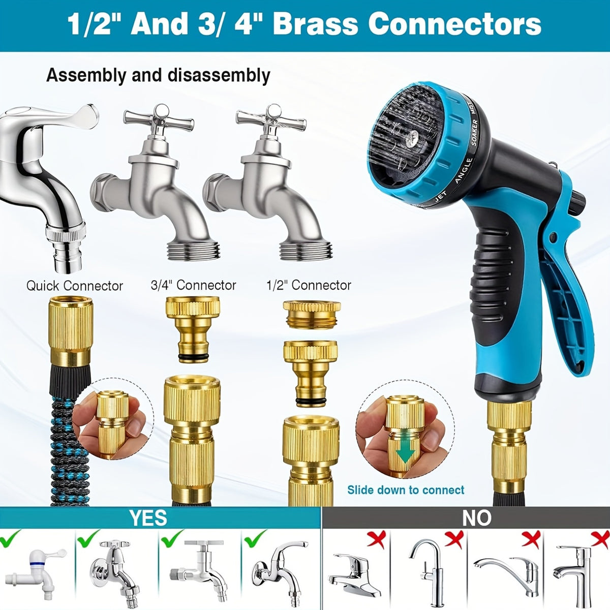 Garden Hose with Leakproof, 45m, Expandable 10-Mode Spray Gun Flexible No-Kink - product gallery image 11