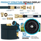 Garden Hose with Leakproof, 7.62m, 45.72m, Expandable 8-Function Spray Nozzle Heavy-Duty - product gallery image 2
