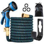 Garden Hose with Leakproof, 7.62m, 45.72m, Expandable 8-Function Spray Nozzle Heavy-Duty