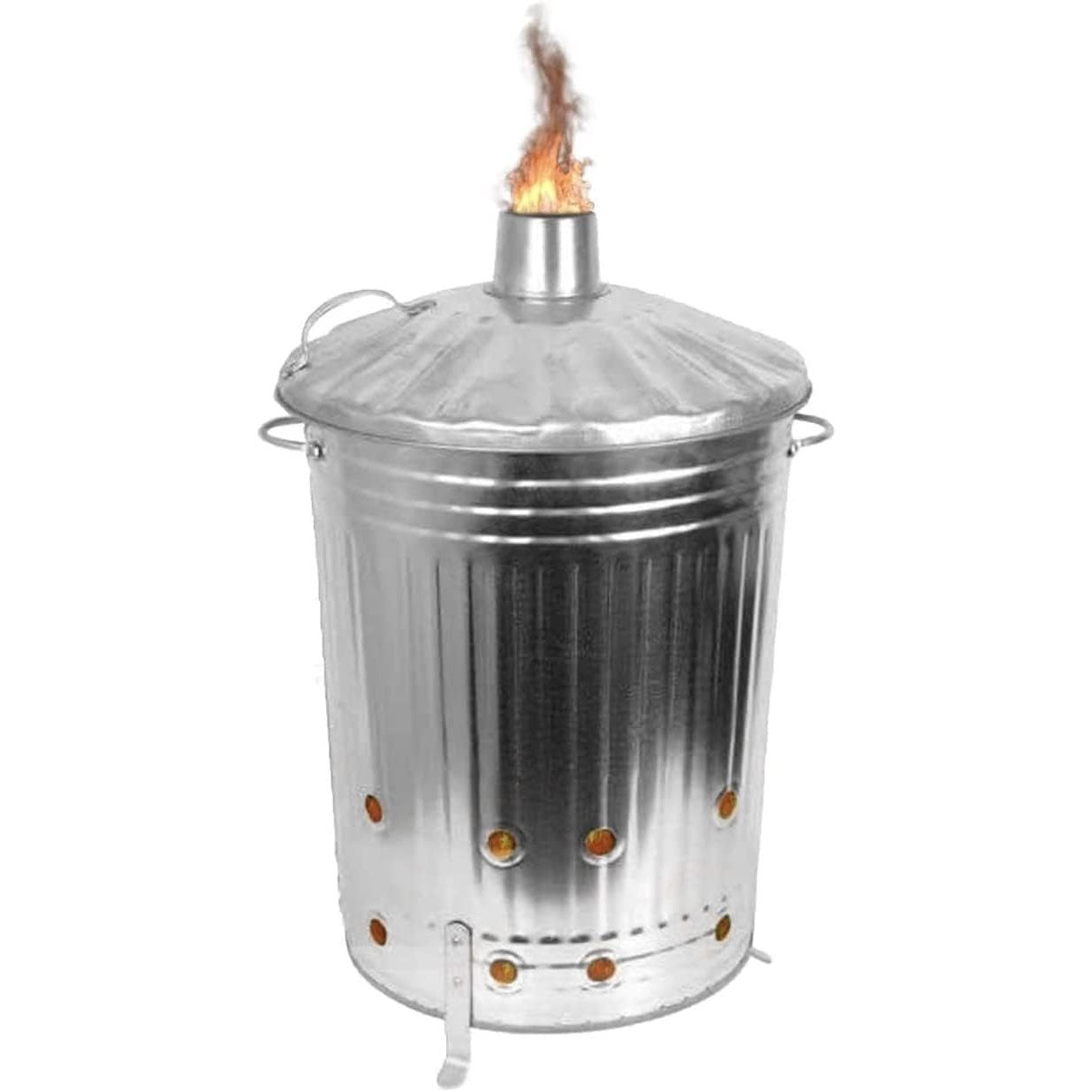 Garden Incinerator with 90 L, Metal, 90l, Litre Galvanised Bin Chimney Lid Legs - product gallery image 3