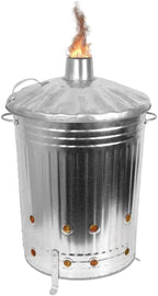 Garden Incinerator with 90 L, Metal, 90l, Litre Galvanised Bin Chimney Lid Legs - product gallery image 6