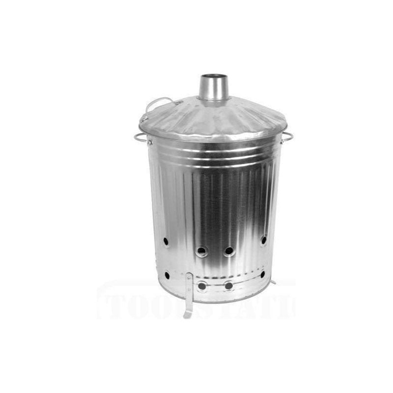 Garden Incinerator with 90 L, Metal, 90l, Litre Galvanised Bin Chimney Lid Legs