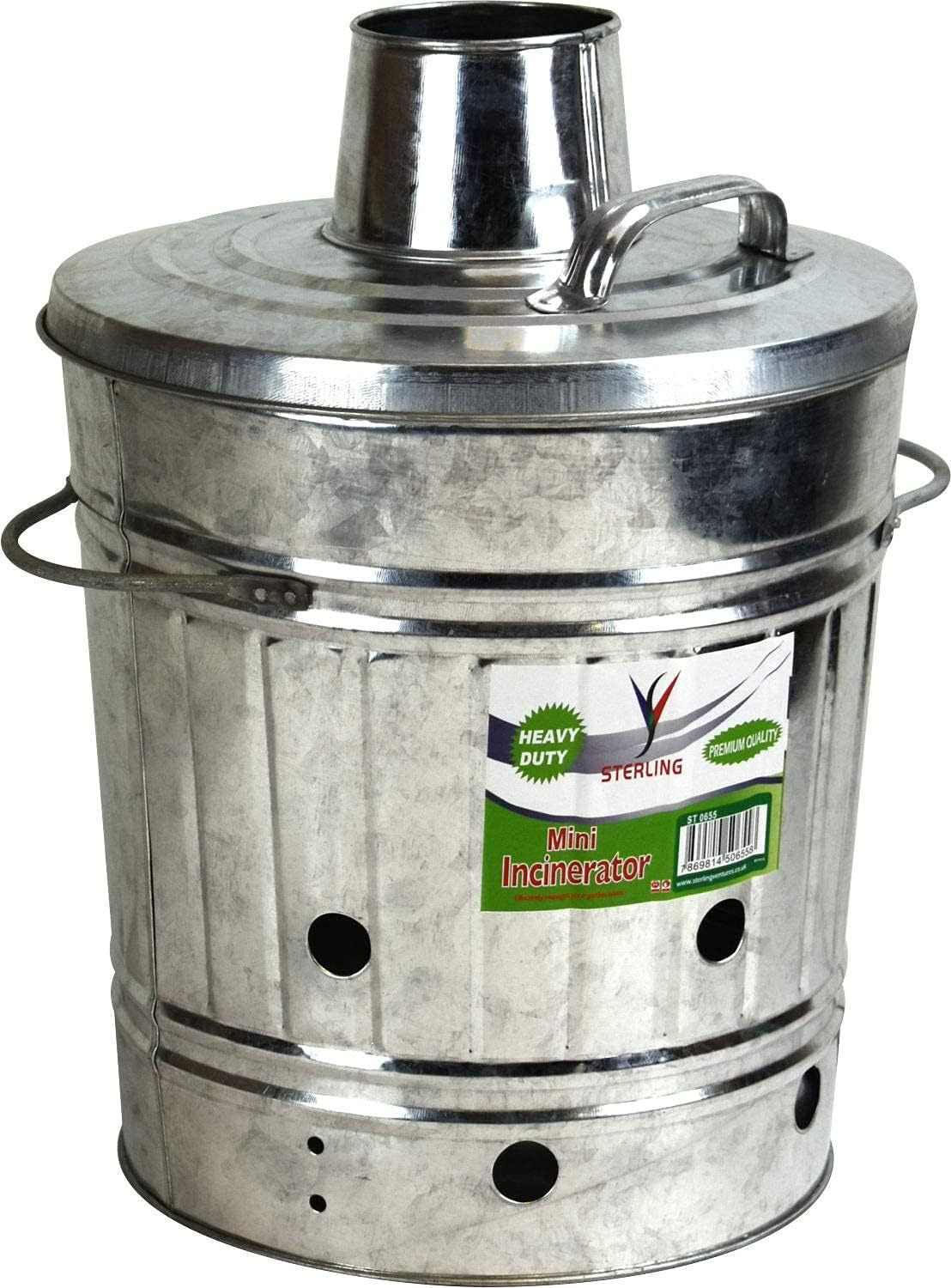 Garden Incinerator with Wood, 15L Mini Galvanised Incinerator - product gallery image 3