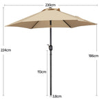 Garden Parasol with Water-Resistant, 2.3m, Metal, 2.3M & 6 Ribs - product gallery image 9