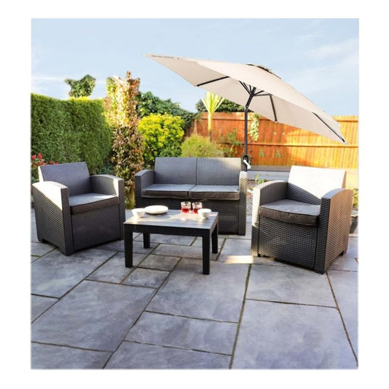 Garden Parasol with Water-Resistant, 2M, 38mm, 2M Crank Handle Umbrella Polyester Canopy - product gallery image 3