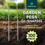Garden Peg with 100, Pegs of Heavy Duty Galvanised U-Shaped - product gallery image 2