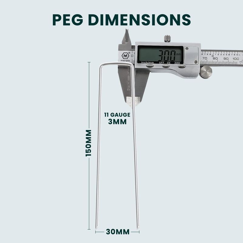 Garden Peg with 100, Pegs of Heavy Duty Galvanised U-Shaped - product gallery image 3