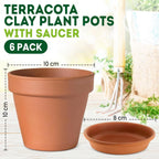 Garden Planter with 10cm, 6 Pack, Clay Pots Plants Saucer Terracotta Plant - product gallery image 2