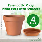 Garden Planter with 10cm, 6 Pack, Clay Pots Plants Saucer Terracotta Plant - product gallery image 9