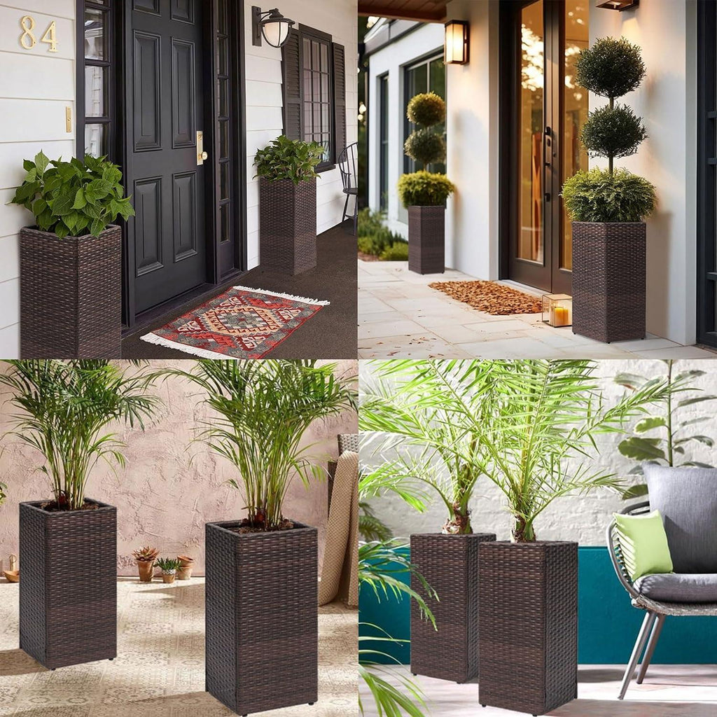 Garden Planter with 61cm, Bamboo, 2, Tall Rattan Wicker Pots of Removable - product gallery image 17