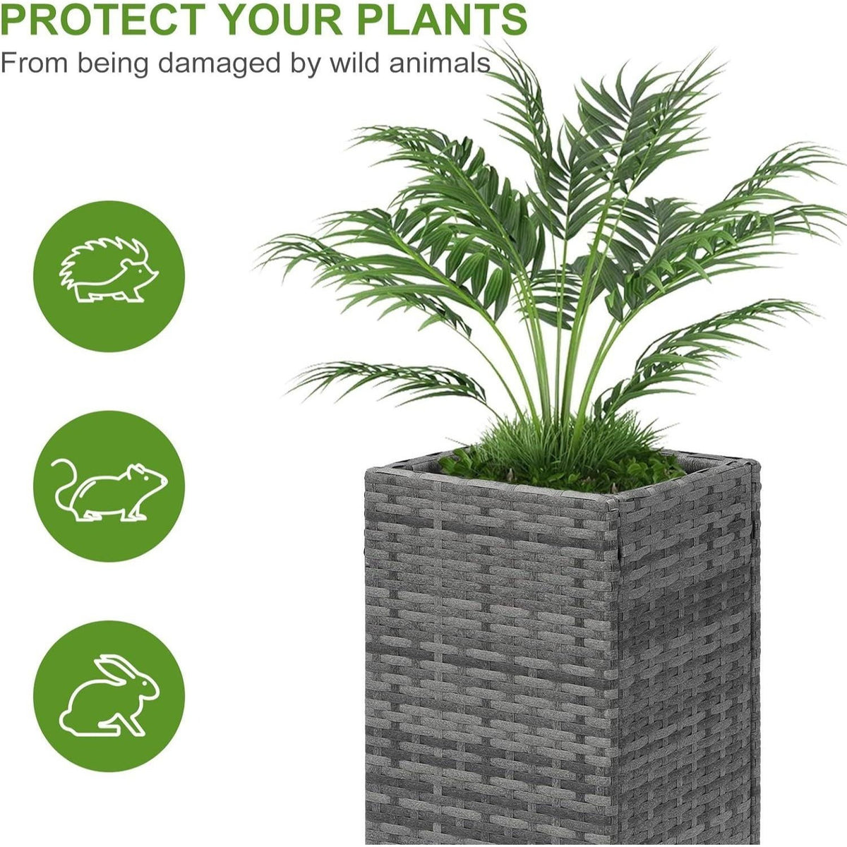 Garden Planter with 61cm, Bamboo, 2, Tall Rattan Wicker Pots of Removable - product gallery image 5
