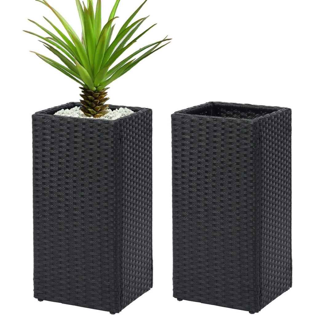 Garden Planter with 61cm, Bamboo, 2, Tall Rattan Wicker Pots of Removable