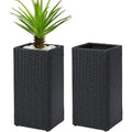 Garden Planter with 61cm, Bamboo, 2, Tall Rattan Wicker Pots of Removable