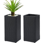 Garden Planter with 61cm, Bamboo, 2, Tall Rattan Wicker Pots of Removable