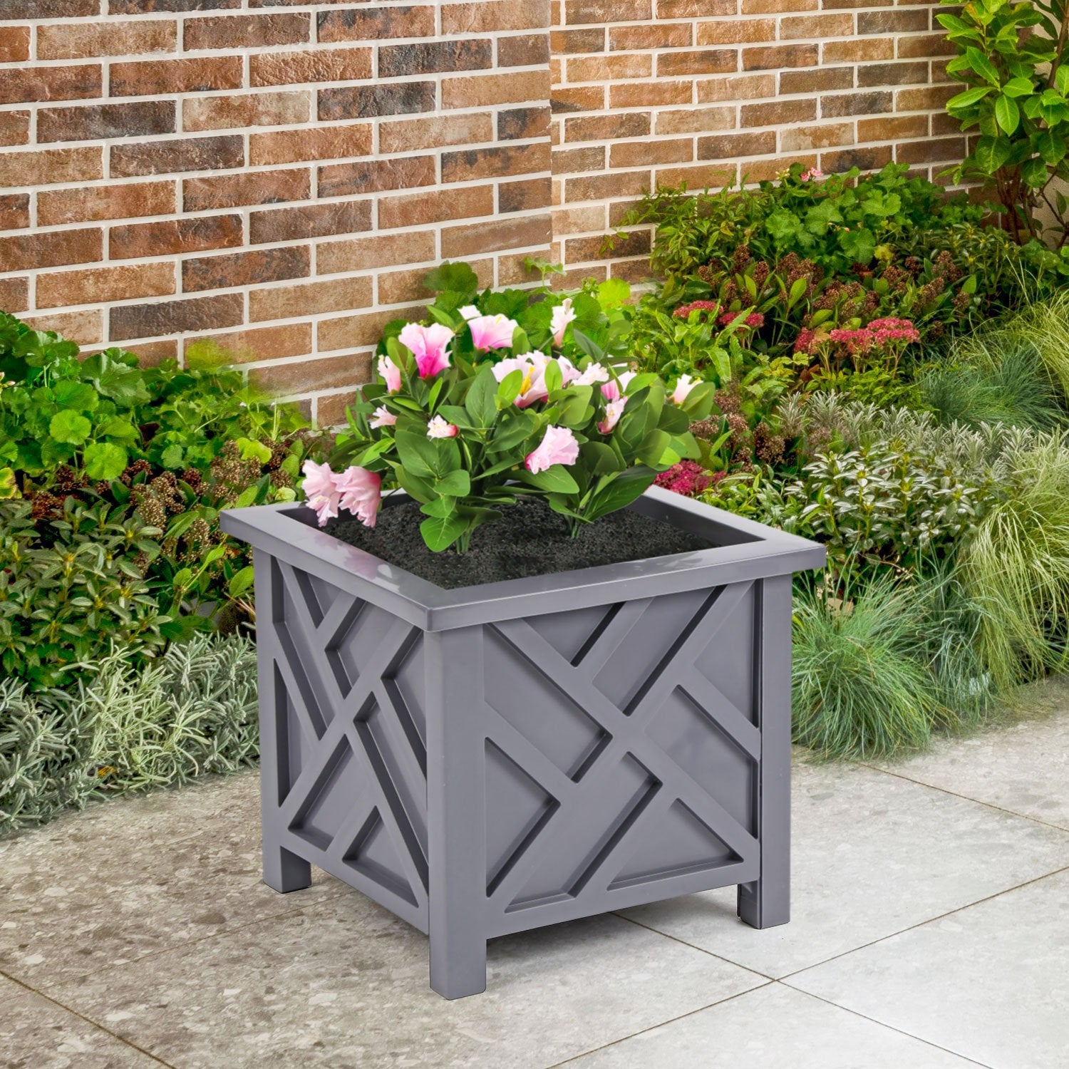 Garden Planter with Lattice Design Box of 14.5 Inch - product gallery image 7