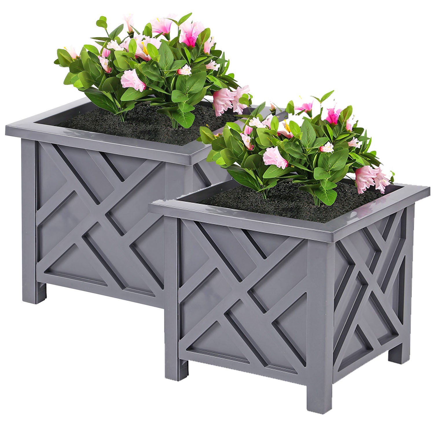 Garden Planter with Lattice Design Box of 14.5 Inch