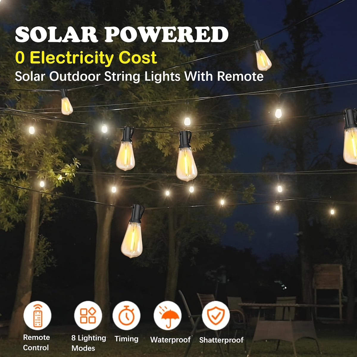 Garden String Light with Waterproof, 50FT, 15m for gardens and patios - product gallery image 7