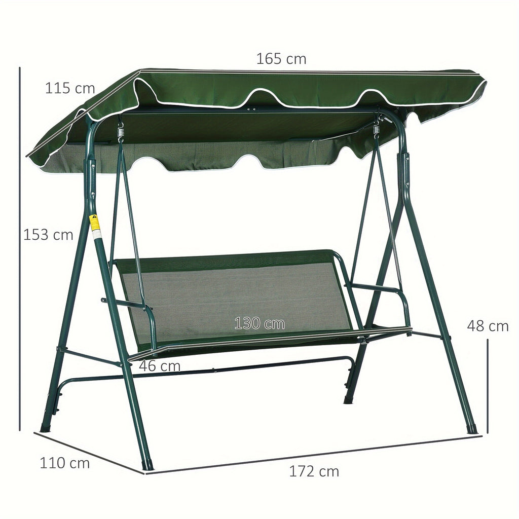 Garden Swing Chair with Easy Assembly, Seater Adjustable Canopy Steel Frame Padded - product gallery image 3
