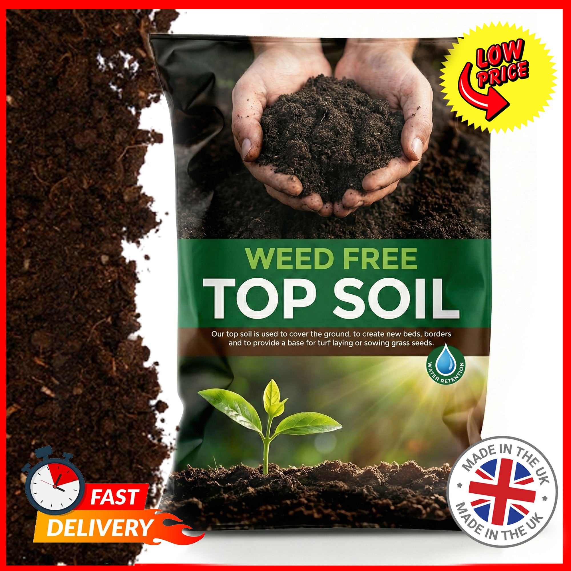 Garden Topsoil with 25 L, 1 Bag (25 Litres), Top Soil Litres Nutrient-Rich General