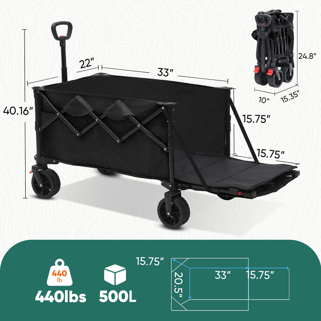 Garden Trolleys & Wagon with Foldable, Wheels, 200kg