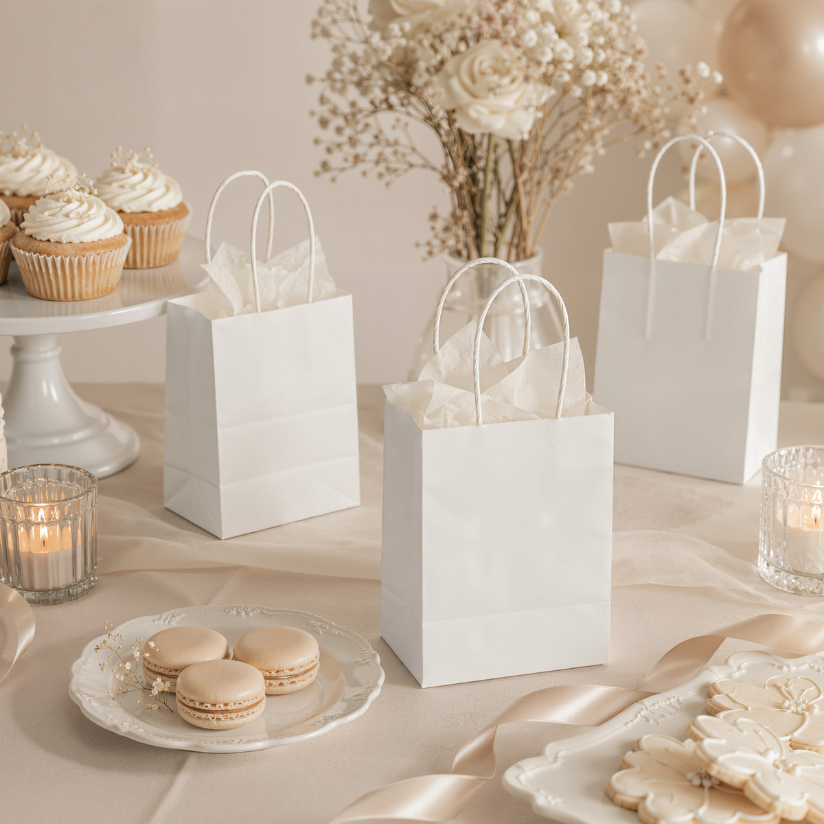 Gift Bags & Wrapping with 100 Pack, Kraft Paper Handles Brown Parties, Weddings - product gallery image 9