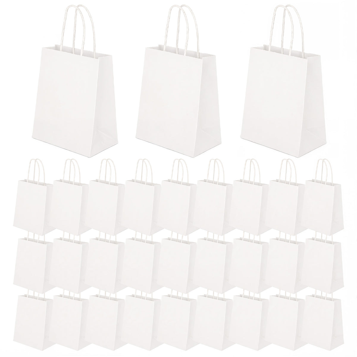 Gift Bags & Wrapping with 100 Pack, Kraft Paper Handles Brown Parties, Weddings - White-30PCS option