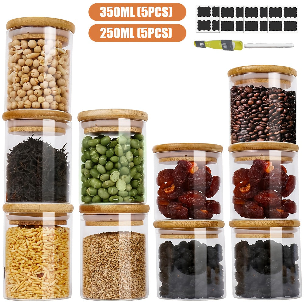 Glass Storage Jar with Dishwasher-Safe, Airtight, 250ml, 350ml - 5*250ml+5*350ml option