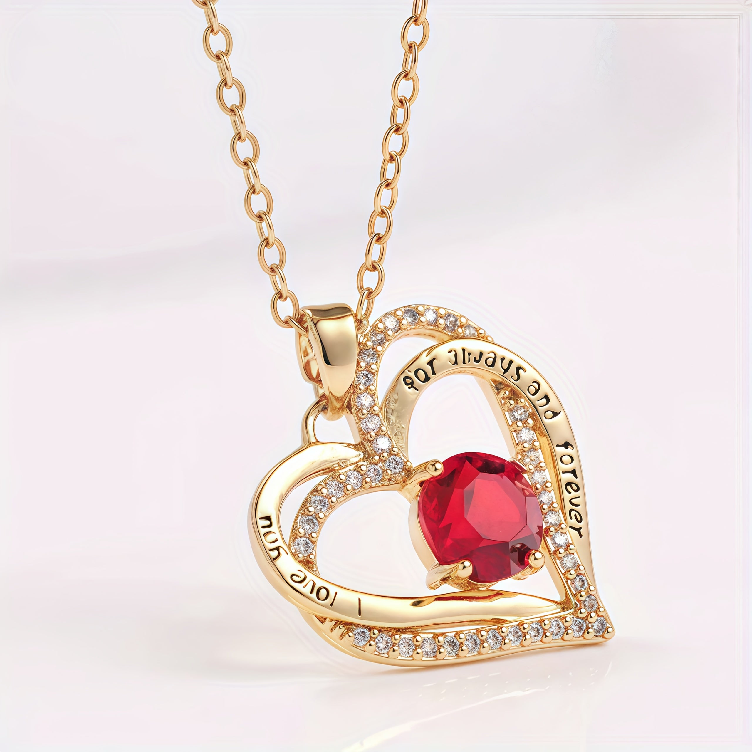 Gold Plated Necklace 18K Heart Women Elegant Luxury Pendant with Metal - product gallery image 2