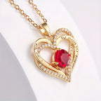 Gold Plated Necklace 18K Heart Women Elegant Luxury Pendant with Metal